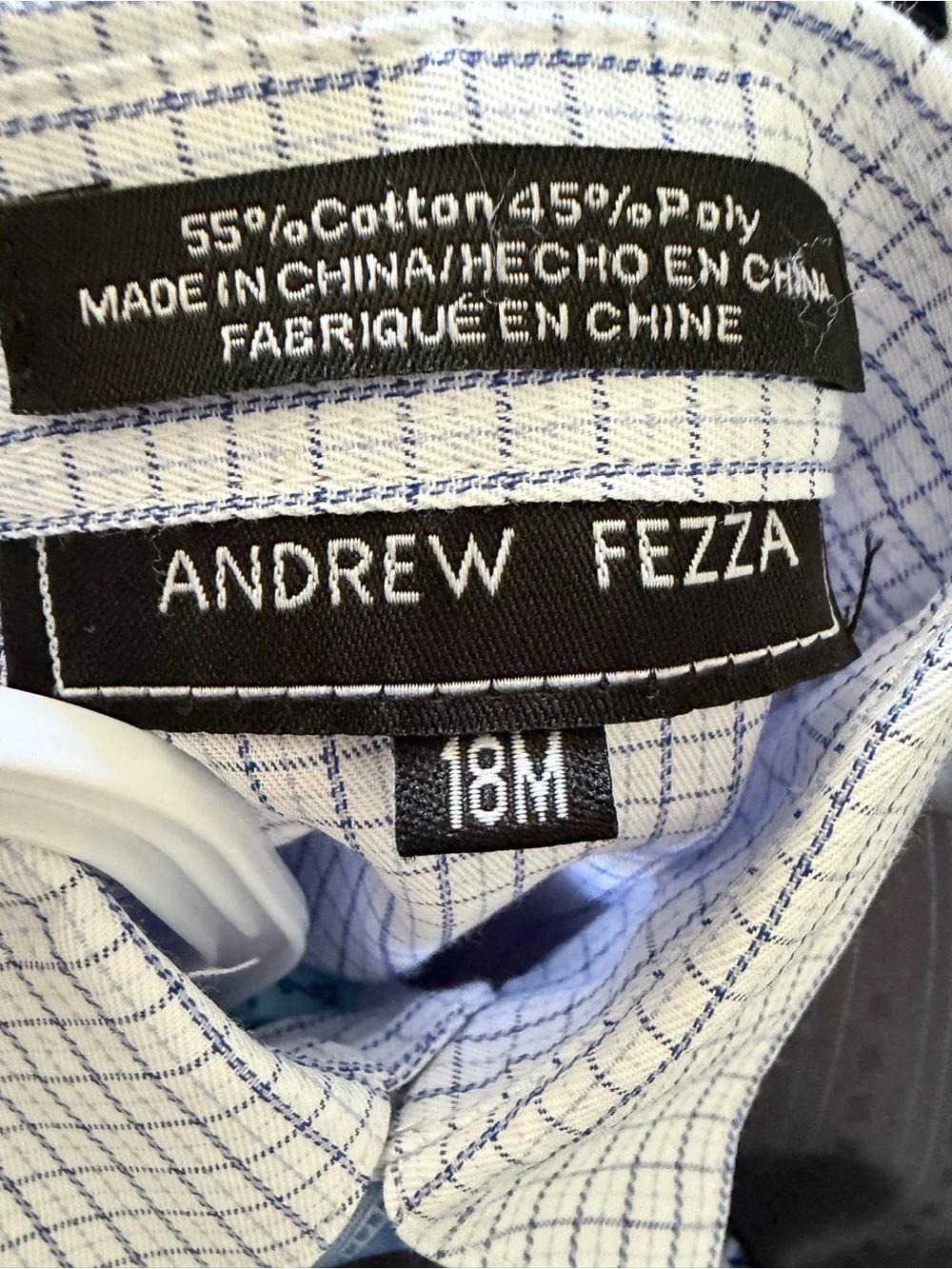 Andrew Fezza White and Blue Checked Baby Dress Shirt